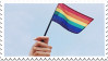 A stamp with a gay flag.