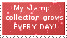 Stamp that reads 'My Stamp Colection Grows EVERY DAY!'