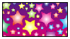 A stamp covered in colorful stars.