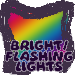 A warning label for bright and flashing lights